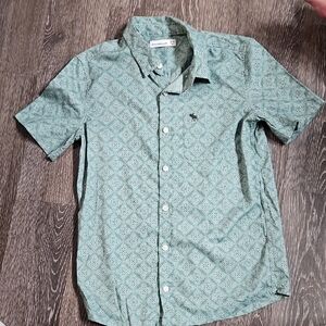Short-Sleeve Printed Button-Down Shirt - Mint Green